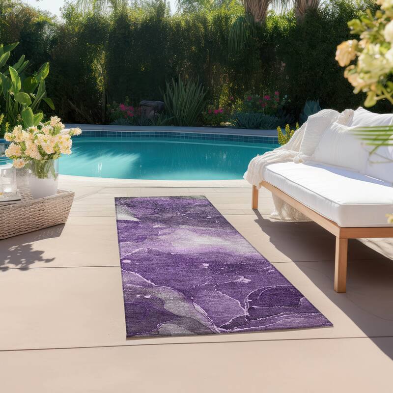 Machine Washable Indoor/ Outdoor Abstract Chantille Rug