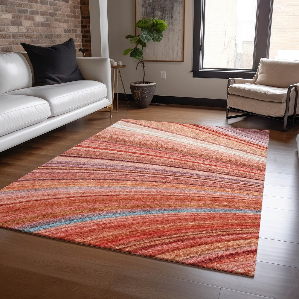 Machine Washable Indoor/ Outdoor Chantille Modern Burst Rug
