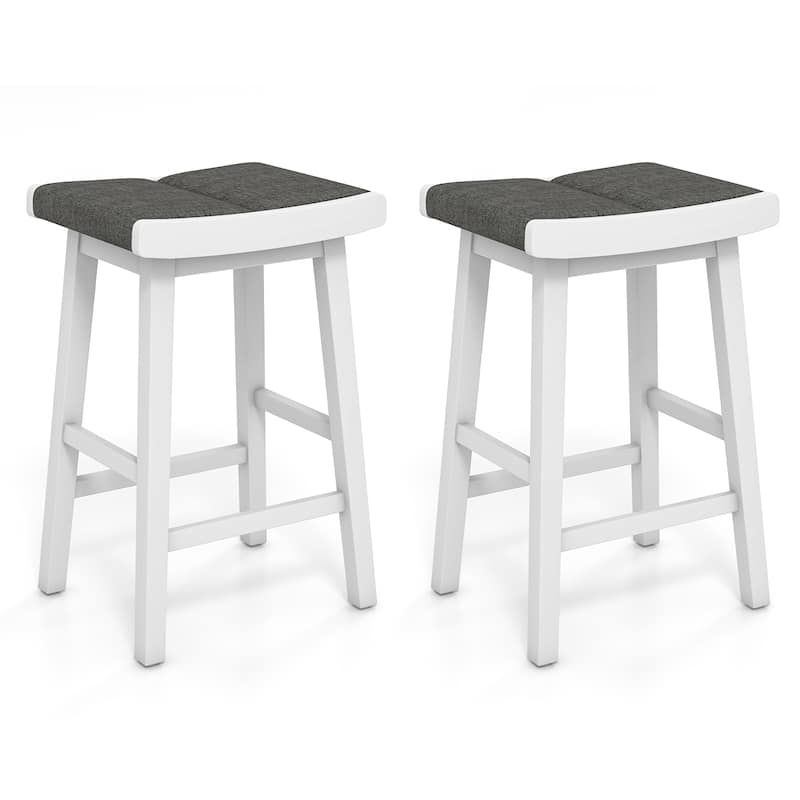 Costway Set of 2 Saddle Bar Stools Counter Height Backless Kitchen