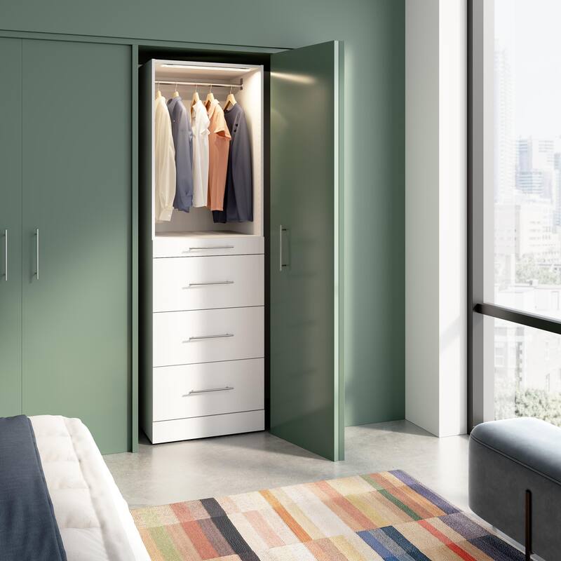 Bestar Florence 25W x 25D Closet System with 4 Drawers, Slab - White