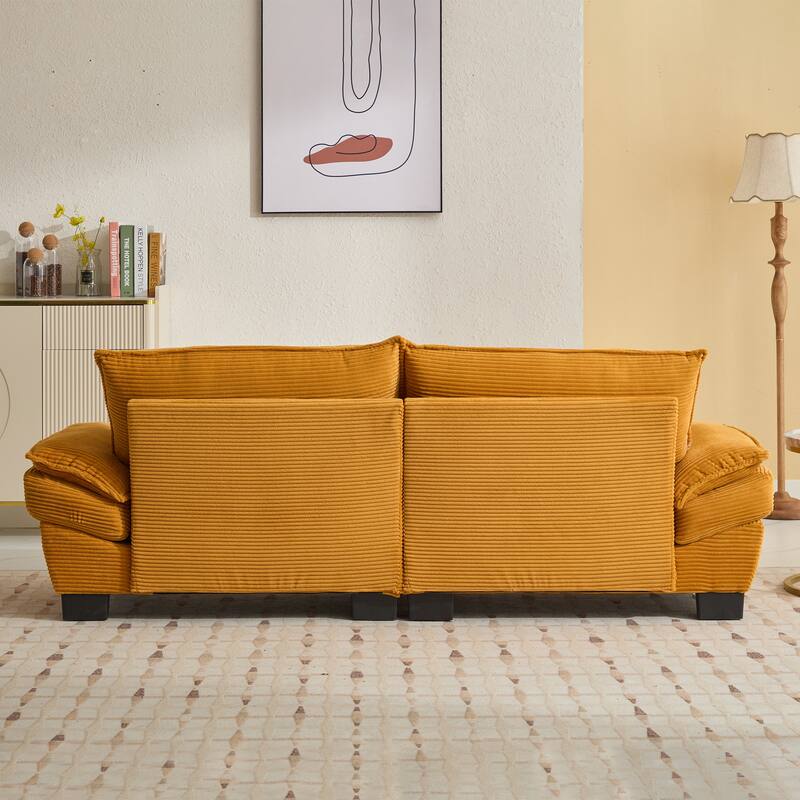Corduroy Upholstered Loveseat Sofa, 2 Seater Sofa with Pillows, Deep Seat Sectional Sofa with Removable Cushions