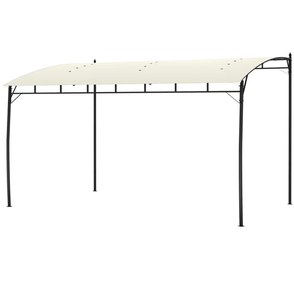 Premium Cream White Lean-To Pergola with Powder-Coated Steel Frame and UV-Resistant PA-Coated Polyester