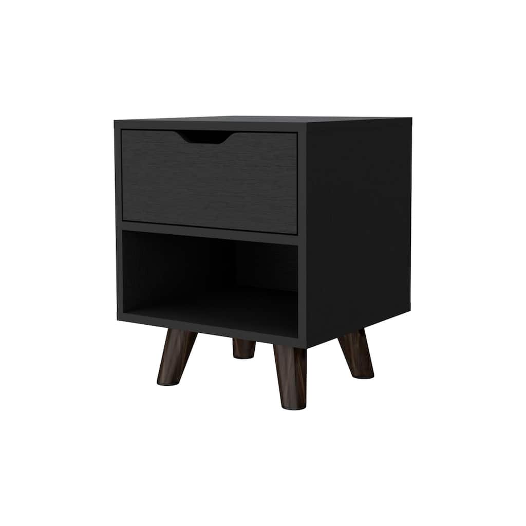 HomeRoots 19" Black Wood One Drawer Nightstand