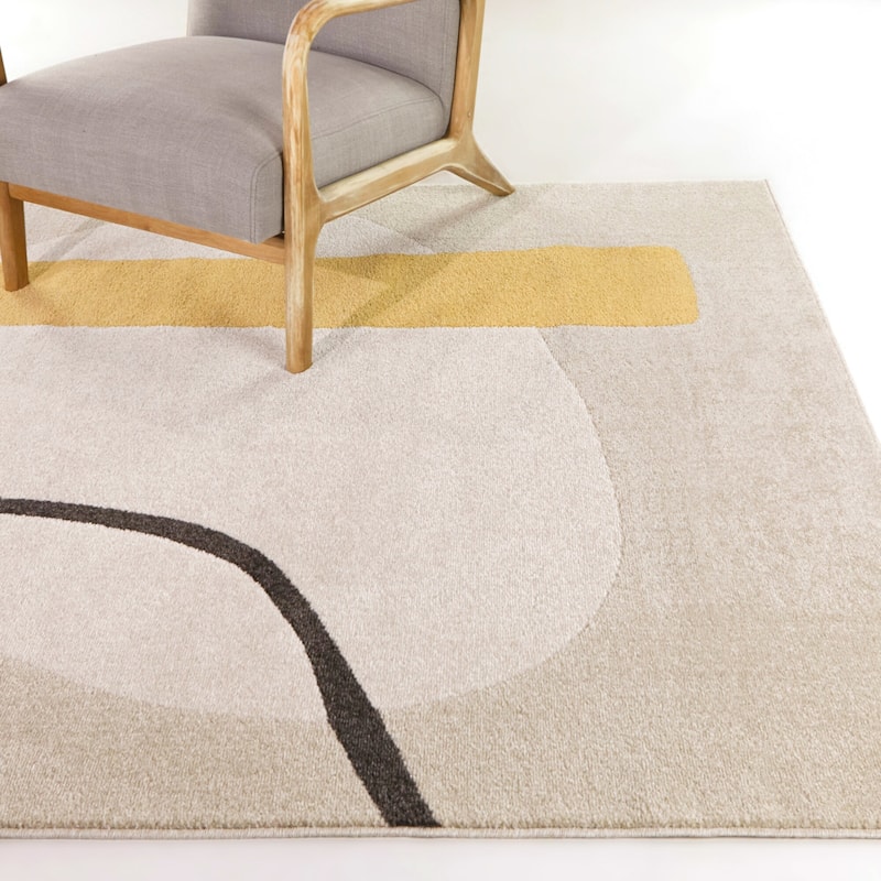 Hirsch Modern Abstract Area Rug - 5' 3" x 7' - Yellow - Rectangle