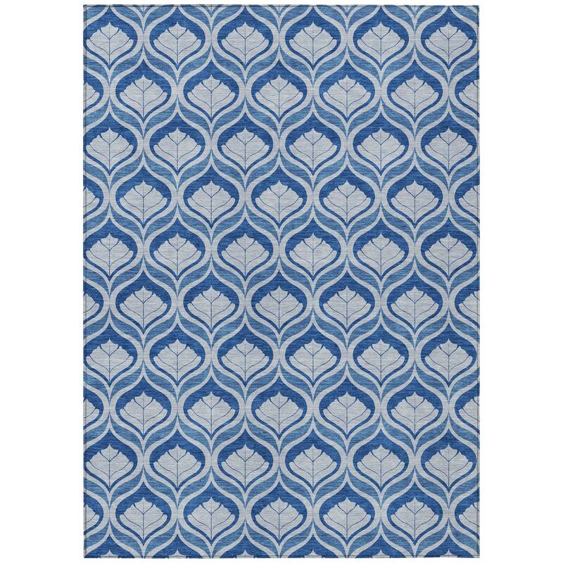 Machine Washable Indoor/ Outdoor Modern Trellis Chantille Rug