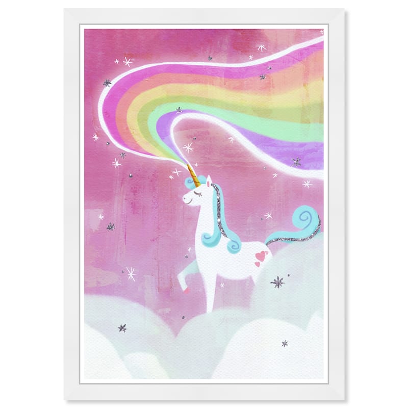 Olivia's Easel 'Unicorn Light' Kids Wall Art Framed Print Pink, White
