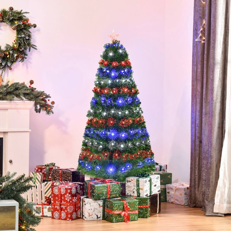 5ft Fiber Optic Artificial Fir Christmas Tree, LED PreLit Holiday