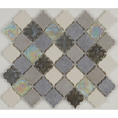Decorative Stone Accent 2-inch Baroque Mosaic Tile in Gris et Blanc - 12.75x12
