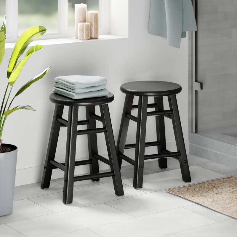 Element 2-Pc Square Legs Dining Stool Set, Black Finish - N/A