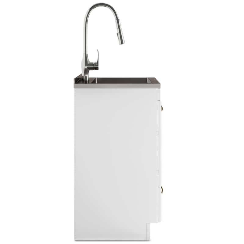 WYNDENHALL Bakersfield Transitional Laundry Cabinet with Faucet and Stainless Steel Sink