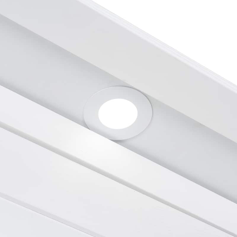 Queen Murphy Bed with Storage Cabinet, Wine Rack, LED Lighting & Drawers, White