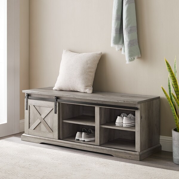 The Gray Barn 48-inch Sliding Barn Door Bench. Opens flyout.