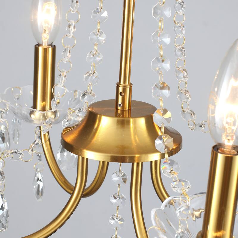 Mini Modern 4-Light Candle Style Crystal Chandelier - 15.74'' W x 17.71'' H - N/A