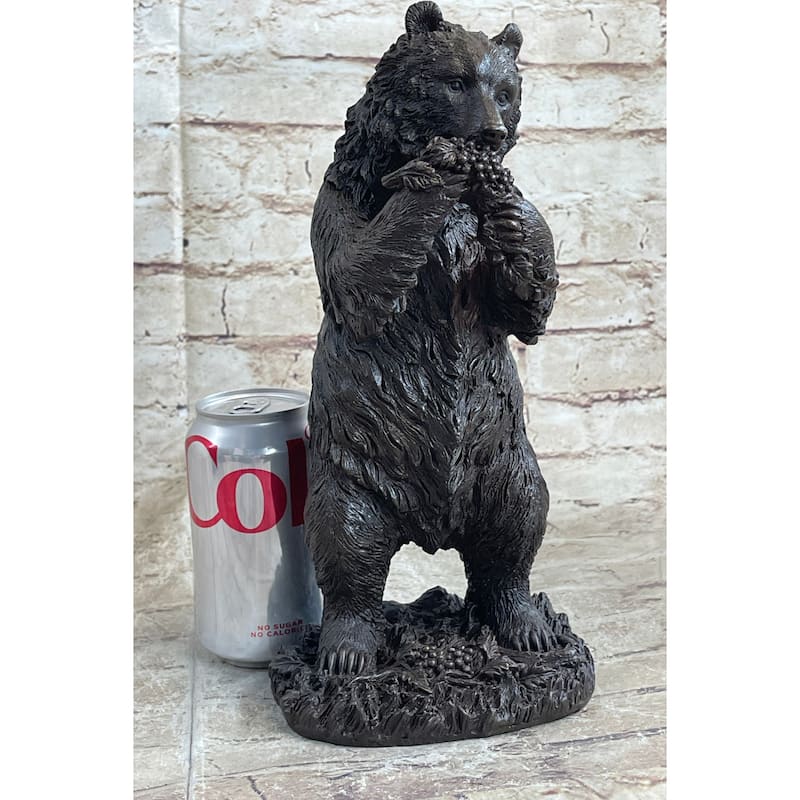 Original Tall Hungry Bear Eating Grapes Bronze Sculpture Art Deco Statue Figure