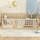 preview thumbnail 67 of 89, Montessori Floor Bed with Fence & Door, Toddler Wood Bed Frame for Kids