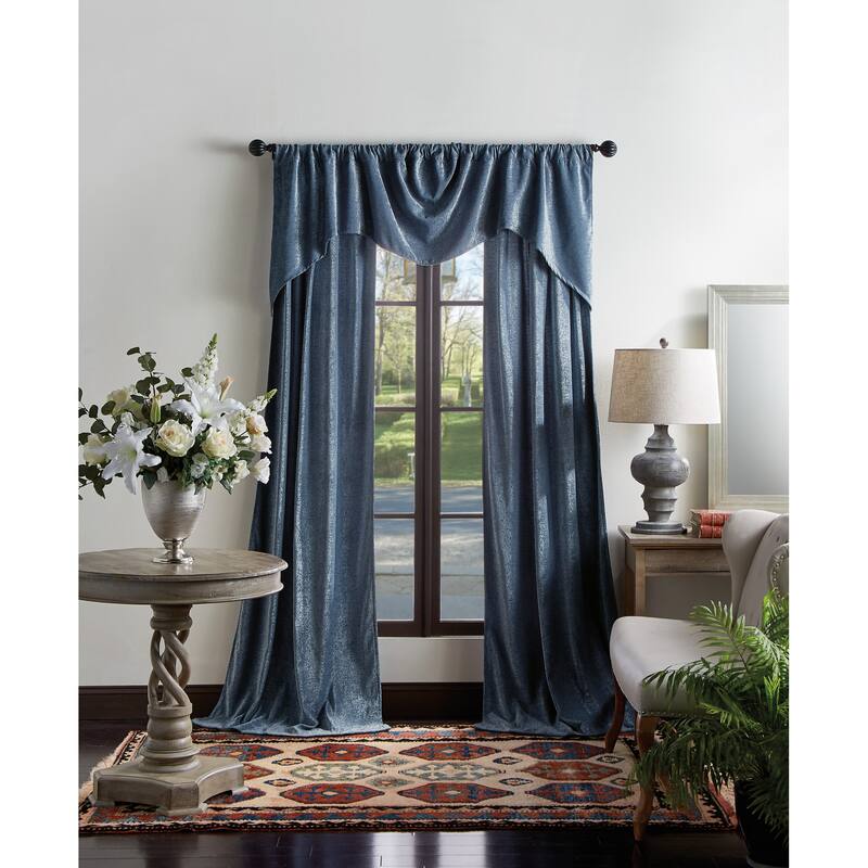 Martha Stewart Naples Chenille Solid Curtains - Panel Pair or Valance