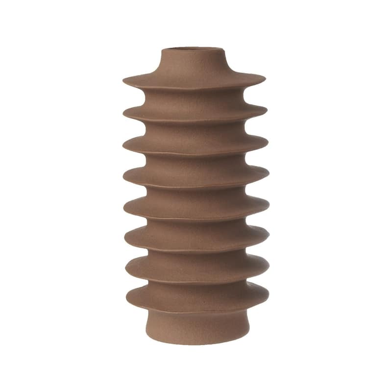 Insulator Style Ceramic Vase - 9" - Brown