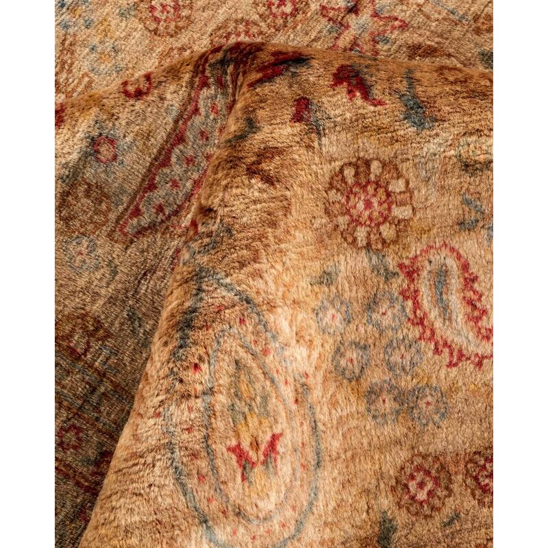Overton Hand Knotted Wool Vintage Inspired Modern Contemporary Overdyed Beige Area Rug - 4' 2" x 6' 4"