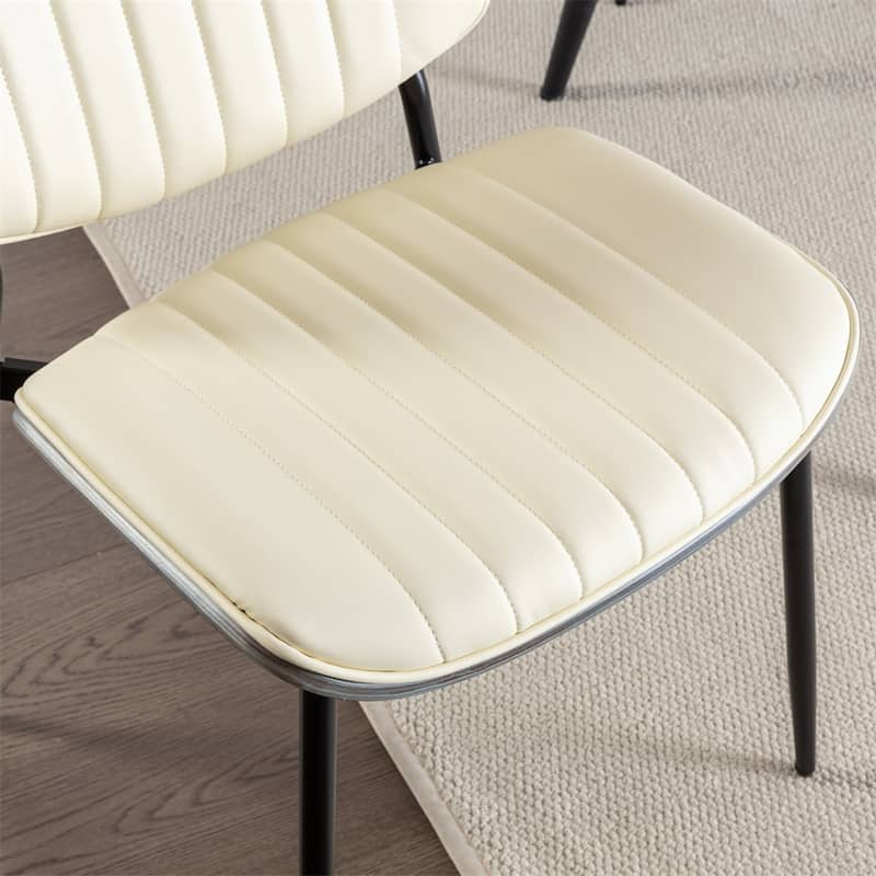 Dining Chairs Set of 2,Mid Century Modern Retro Faux Leather Chair