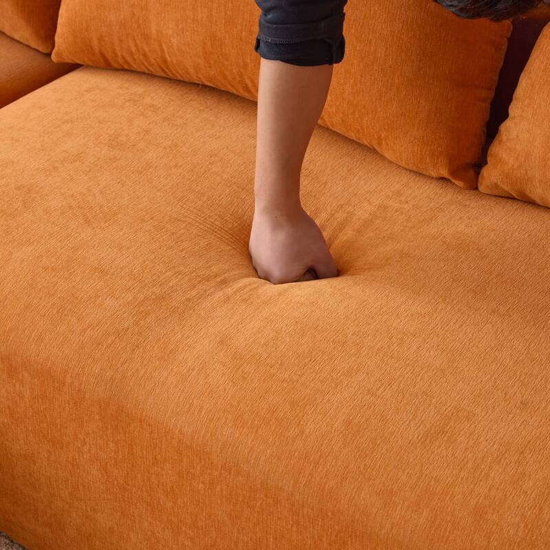 107.88" Chenille Extra-Deep Modular Cloud Sofa with 30D High-Density Foam & Spring Support