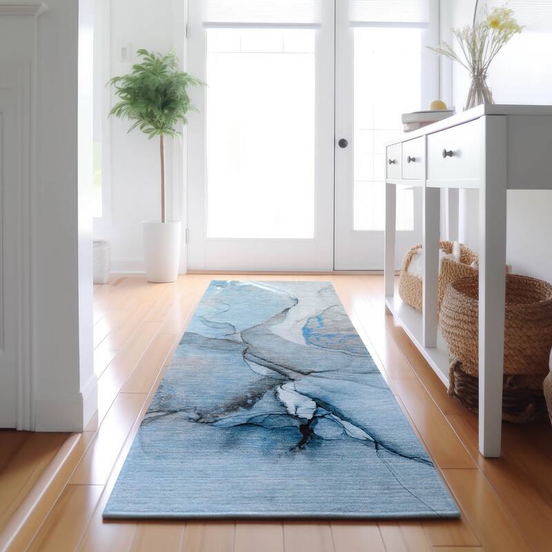 Premium Washable Super Soft Mayfield Rug - Blue - 2' 3" x 7' 6" - Runner
