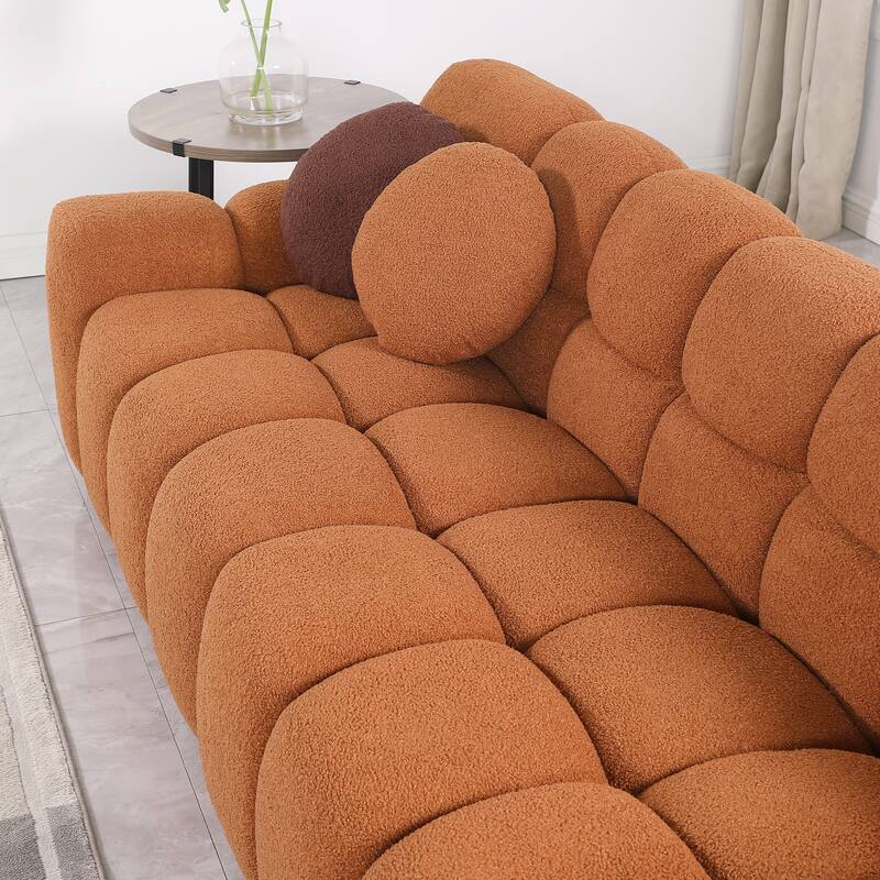 2-Pieces Boucle 5-Seat Sofa Set (3-Seater + Loveseat) with Marshmallow Cushions & Ergonomic Design