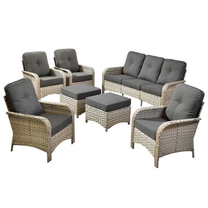 XIZZI 7-Piece Outdoor Patio Furniture Conversation Set with Ottomans