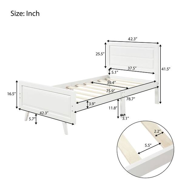 Twin Bed Frame with Headboard and Wood Slat Support - Bed Bath & Beyond ...