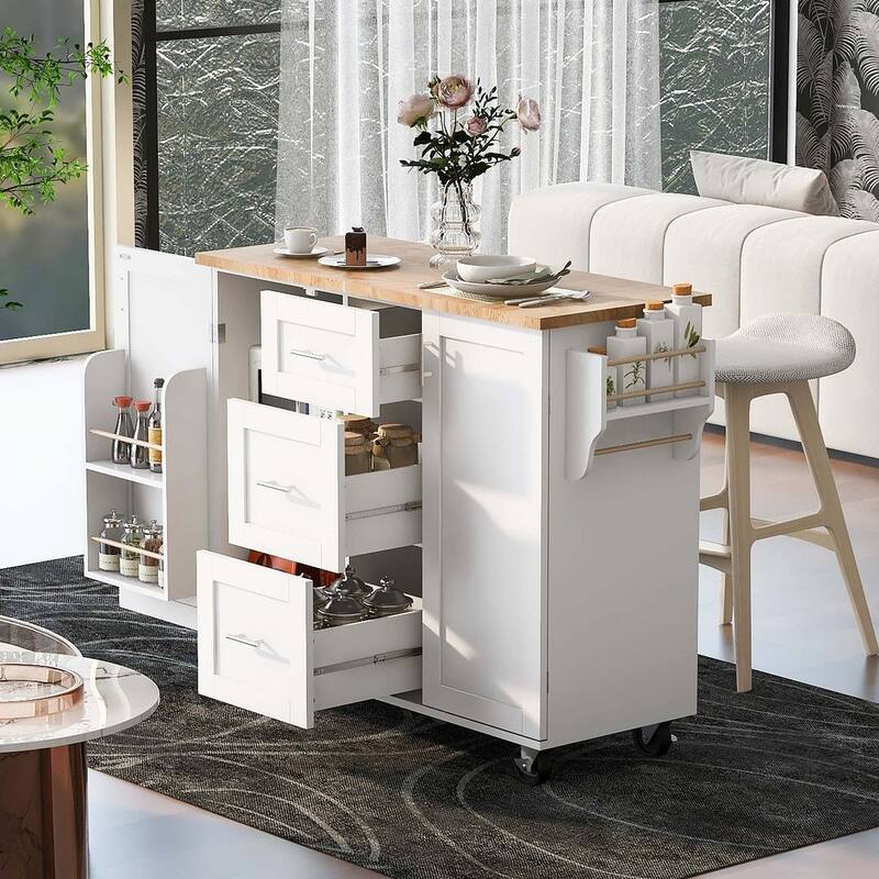 Rolling Kitchen Island Cart with Wheels and Storage