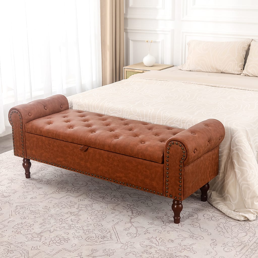 Adeco Storage Ottoman Bench for Bedroom