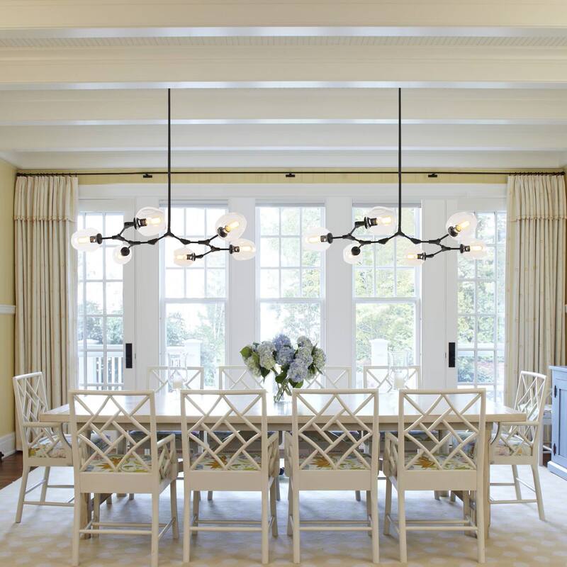 Oaks Aura Mid Century Modern 6- Light Black Ceiling Light Adjustable Sputnik Chandelier
