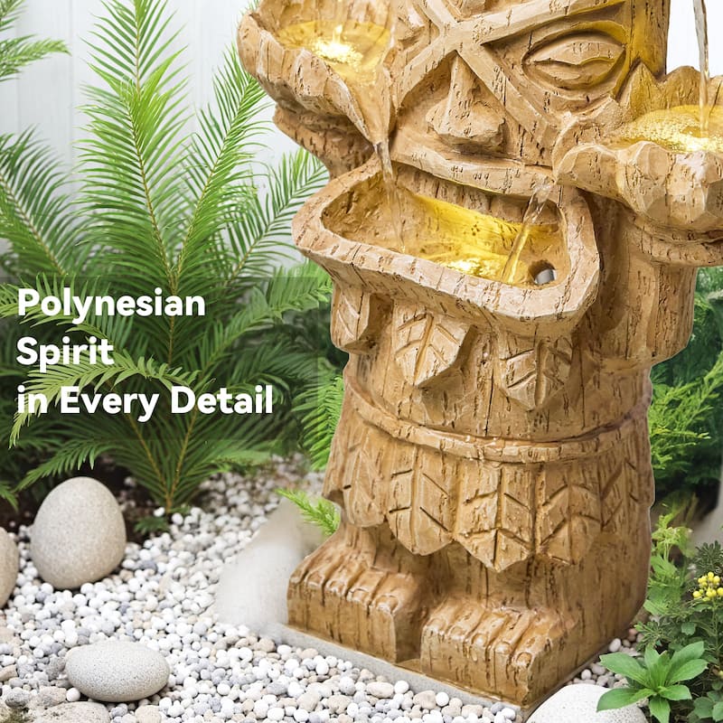 Vbal Hand Crafted Cascading 3-White Accents Weather Resistant Fountain