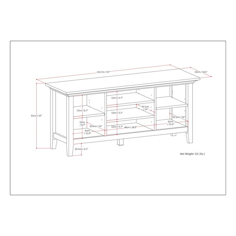 WYNDENHALL Mansfield SOLID WOOD 53 inch Wide Transitional TV Media