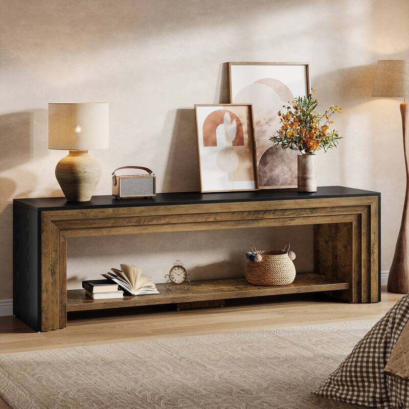 70" TV Stand for 65/75/80-Inch TVs, Farmhouse Entertainment Center - n/a