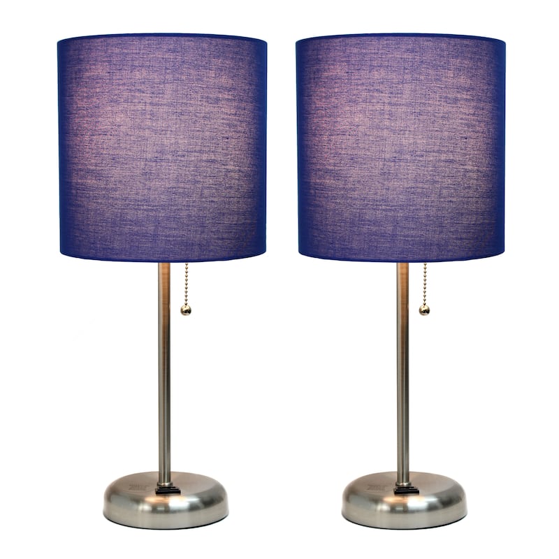 Simple Designs 19.5" 2 Pack Table Desk Lamp Set with Charging Outlet - 19.50