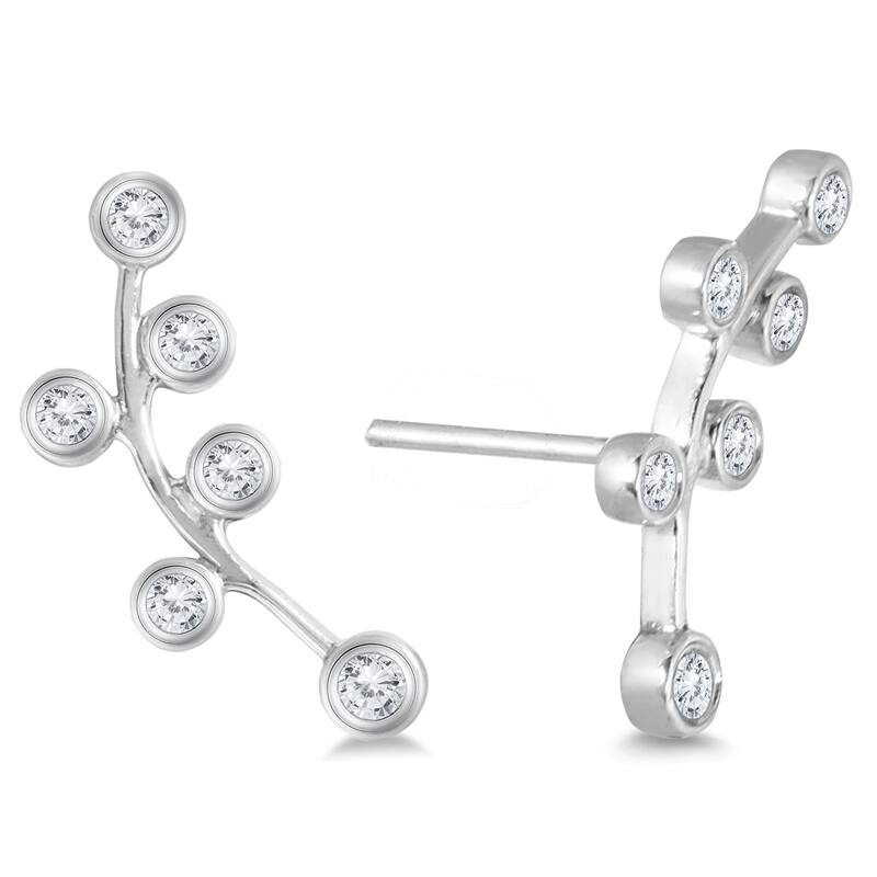 Marquee 1/4 Carat TW Diamond Bauble Earrings Set in 14K White Gold