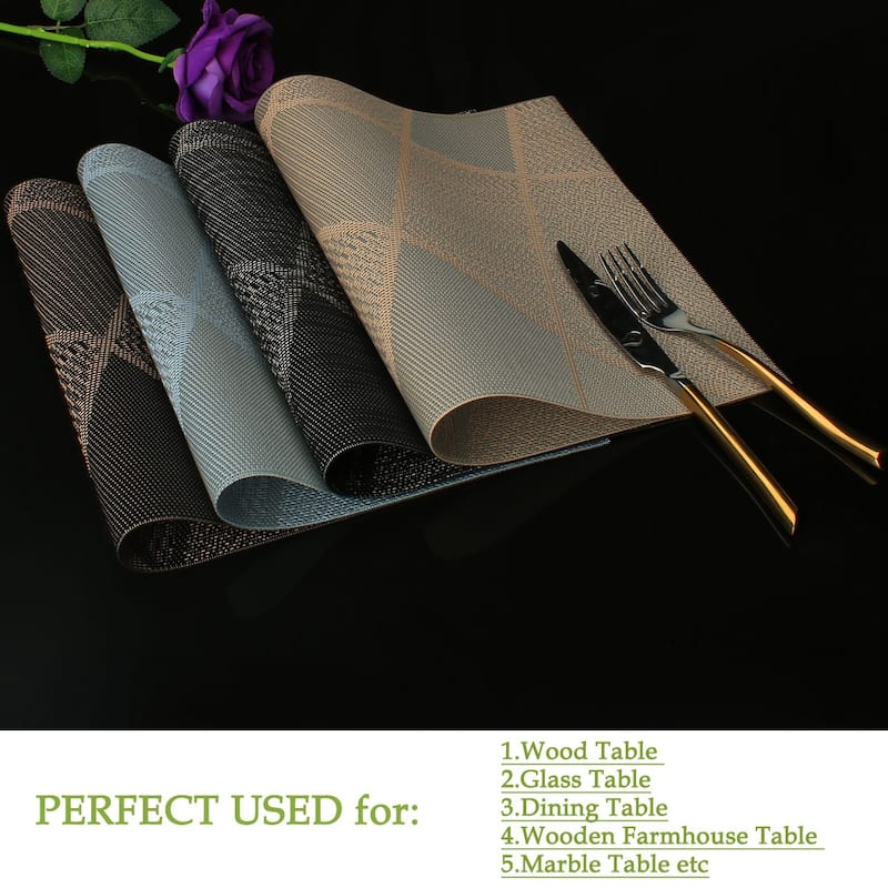 Set of 6 Non Slip Insulation Mats for Kitchen Dining Table 18" x 12"