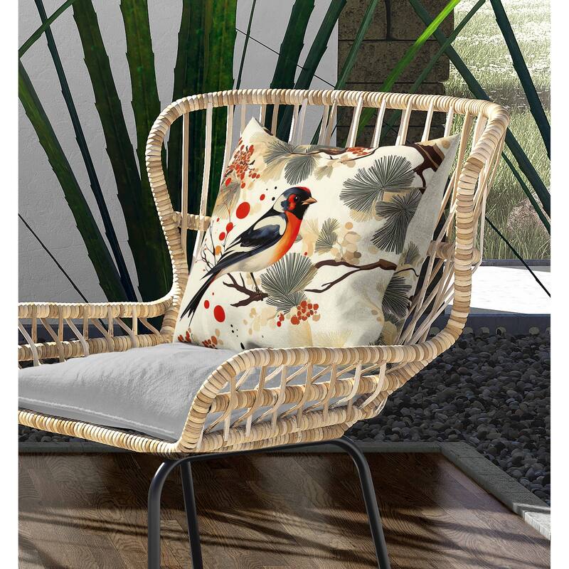 Pine and Ember Indoor/Outdoor Reversible Throw Pillow Beige and Brown