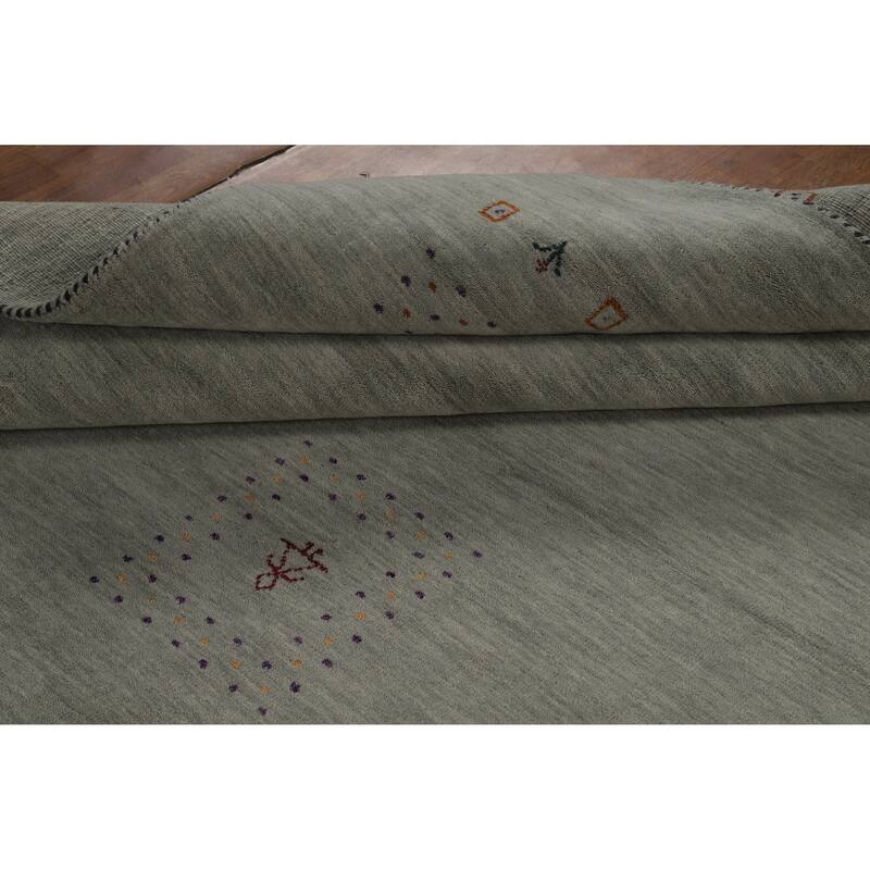 Hand Knotted Oriental 100% Wool Carpet Tribal Animal Pictorial Greys & Charcoal Gabbeh Area Rug - 9' 11'' X 8' 2''