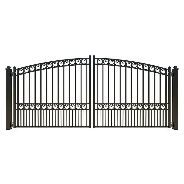 ALEKO Paris Style 14 ft. x 6 ft. Black Steel Dual Driveway Fence Gate