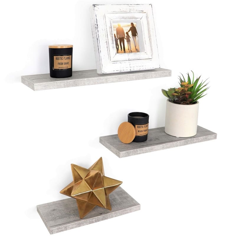 Wall Mounted Display Ledge Floating Wall Shelves Set of 3