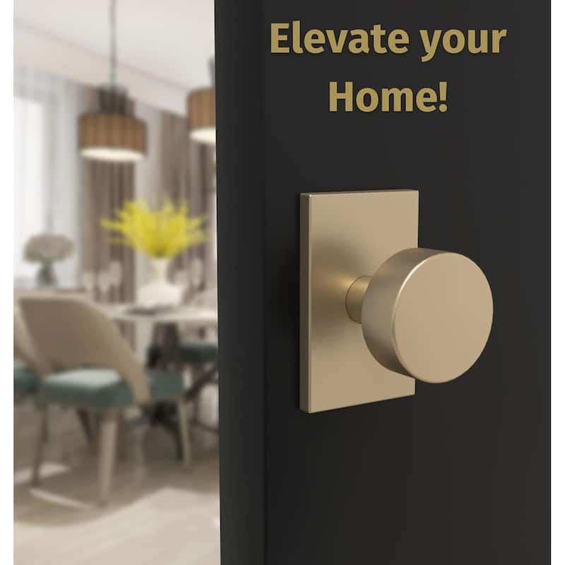 Mega Handles LAURA Dummy Round Door Knob with Slim Square Plate | Non-Turning, Reversible Handing | Easy to Install