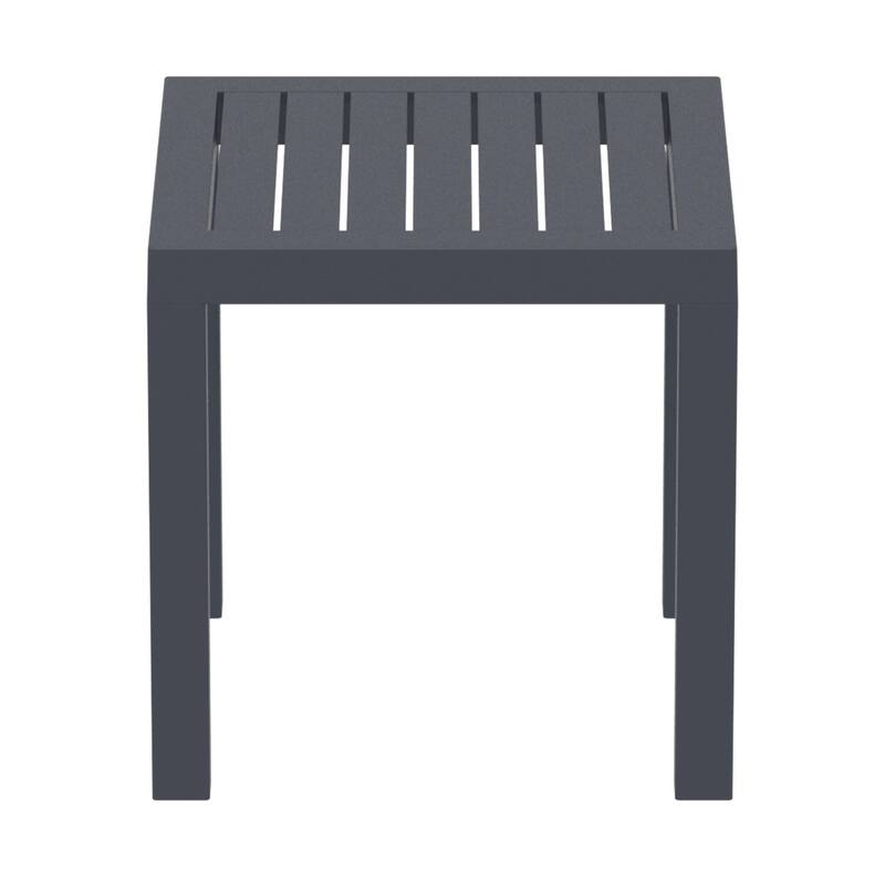 18" Dark Gray Patio Square Resin Side Table with Drain Hole