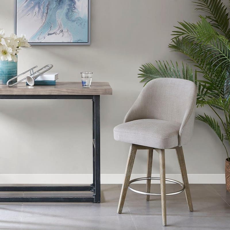 Bar Stool with 360 Degree Swivel Seat For Dining Room, Coffee Shop - Grey