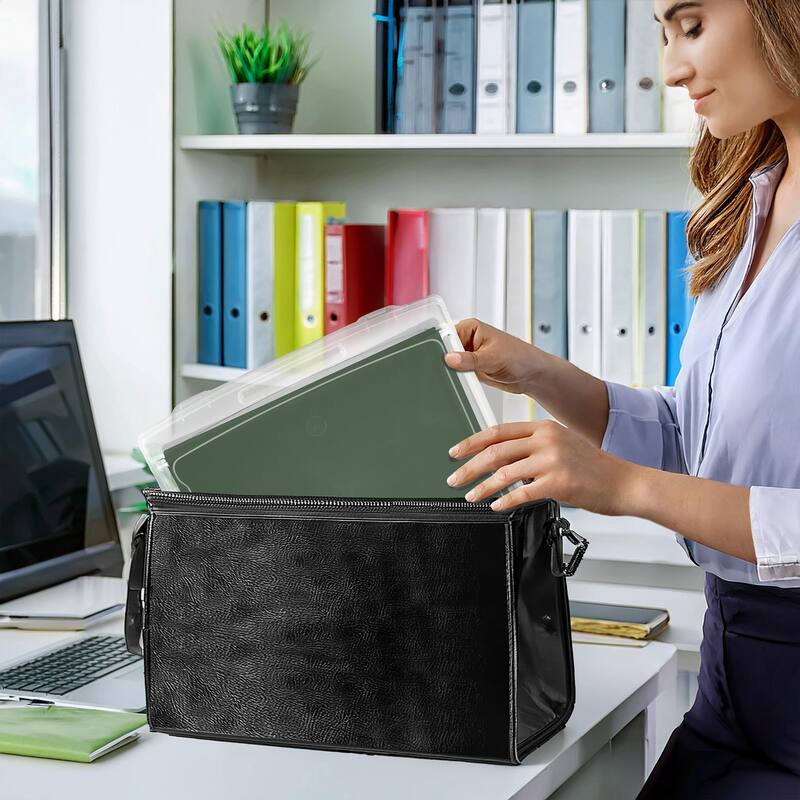 Sorbus Set of 12 Thin Hanging File Organizer Bin, Clear Plastic Stackable for Document Storage