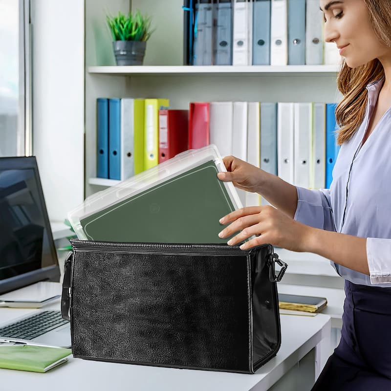 Sorbus Single-Piece Thin Hanging File Organizer Bin, Interior 10"x12" Clear Plastic Stackable for Document Storage