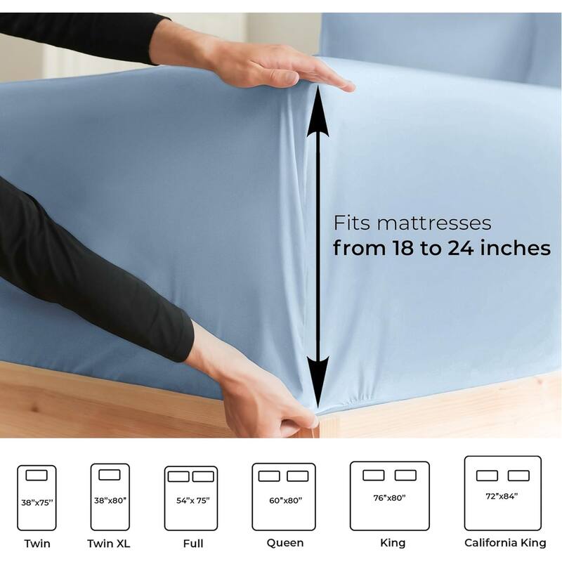 CGK Linens 4 Piece Solid Microfiber Extra Deep Pocket Bed Sheet Set