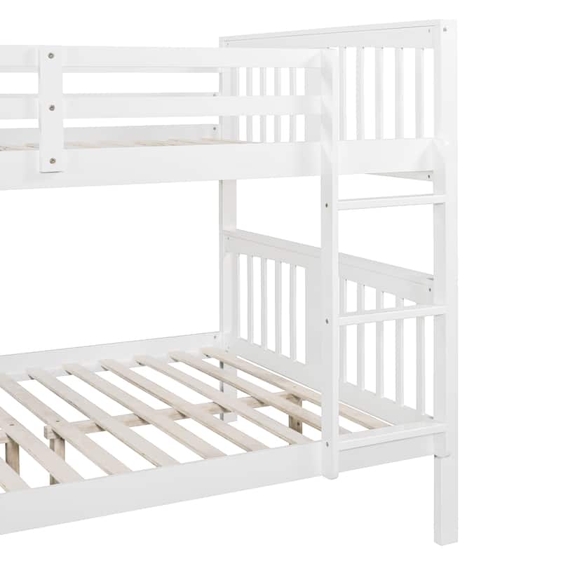 Full Over Full Bunk Bed Convertible 2 Full-size Beds with Ladder