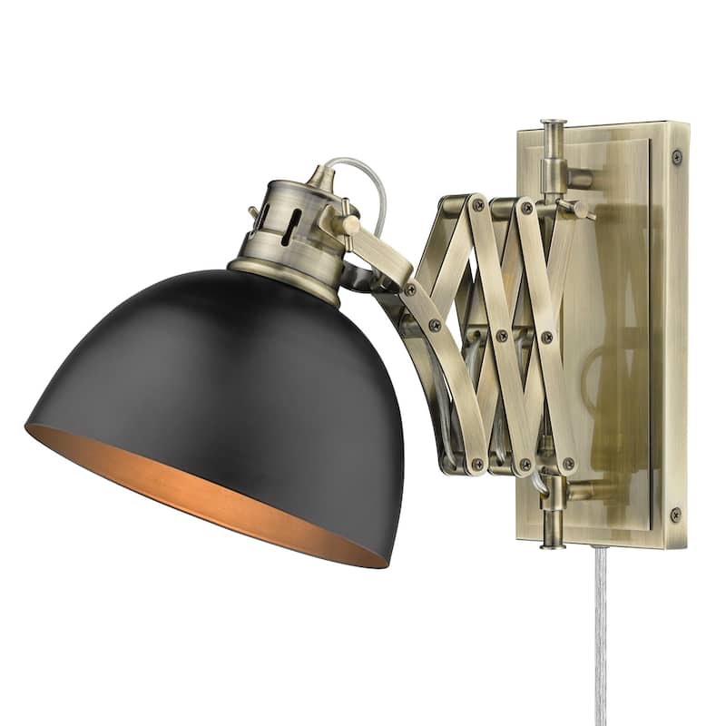Hawthorn 1 Light Articulating Wall Sconce - Aged Brass & Matte Black