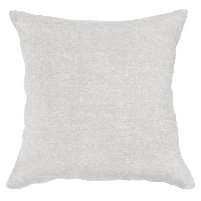 French Linen Pillow with Removable Sham by BOKSER HOME - 26" x 26" - Pebble Heather